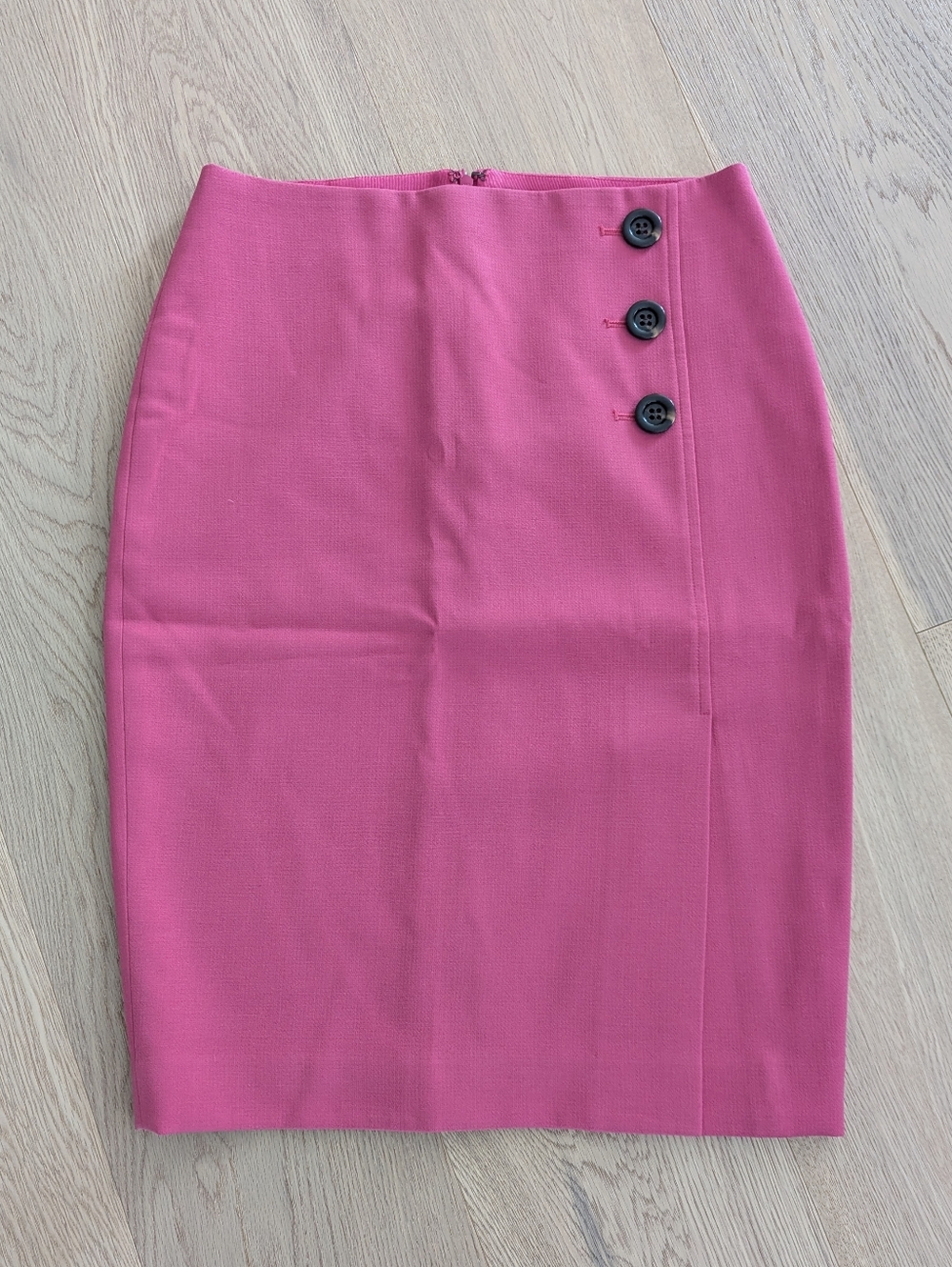 Ann Taylor Hot Pink Pencil Skirt with Side Button Detail